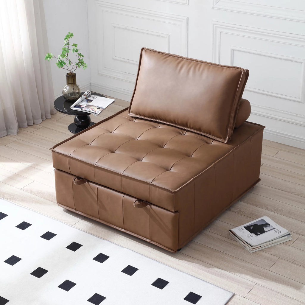 Faux Leather Ottoman Sofa Bed T618