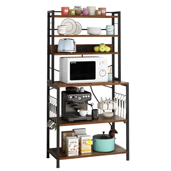 31.5"L x15.6"W x66.9"H 6-Tier Bakers Rack with Power Outlets E652091
