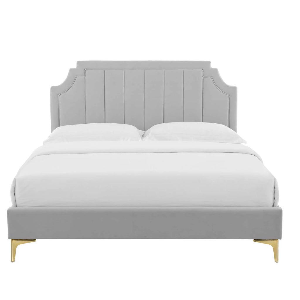 King Size Velvet Platform Bed Frame W855176
