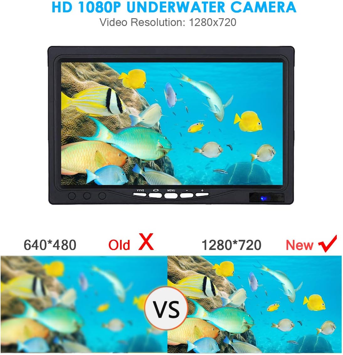 Underwater Fishing Camera with DVR IP68 7'' LCD 1080P 15m Cable M379589