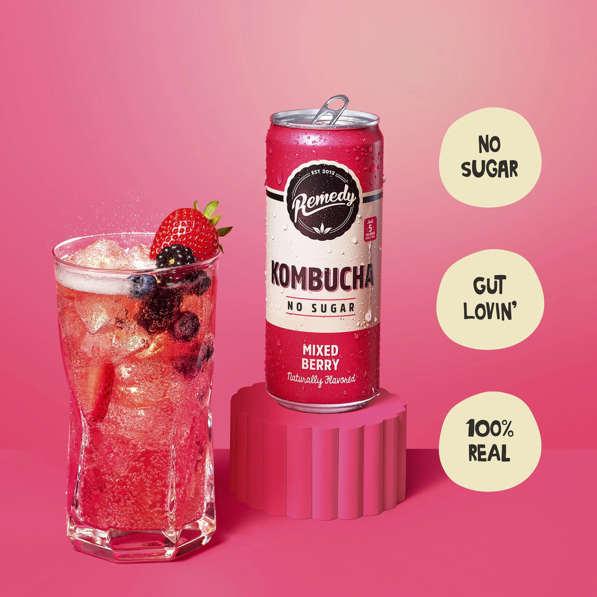Mixed Berry Sugar Free Kombucha 12 Pk 11.2 oz Cans T7461