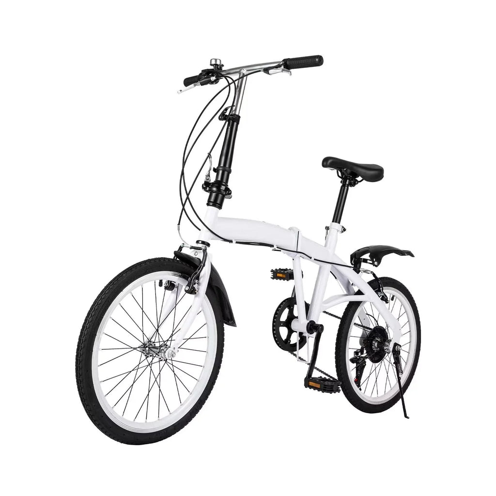 White Folding Bike 6 Speed Gears with Mudguard T634788
