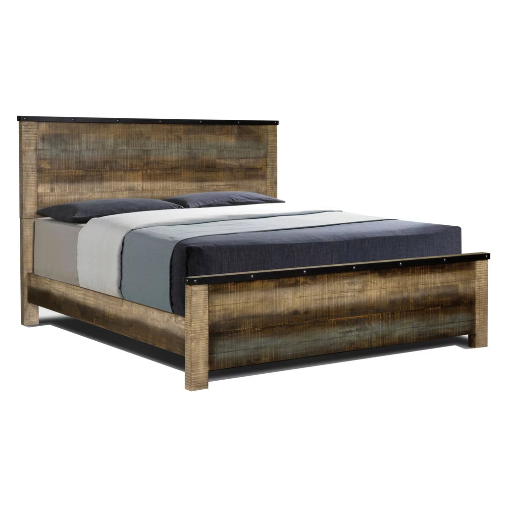 King Panel Bed Antique Multi-color U838537