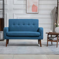 Blue Linen Upholstered Loveseat with Arms D480378