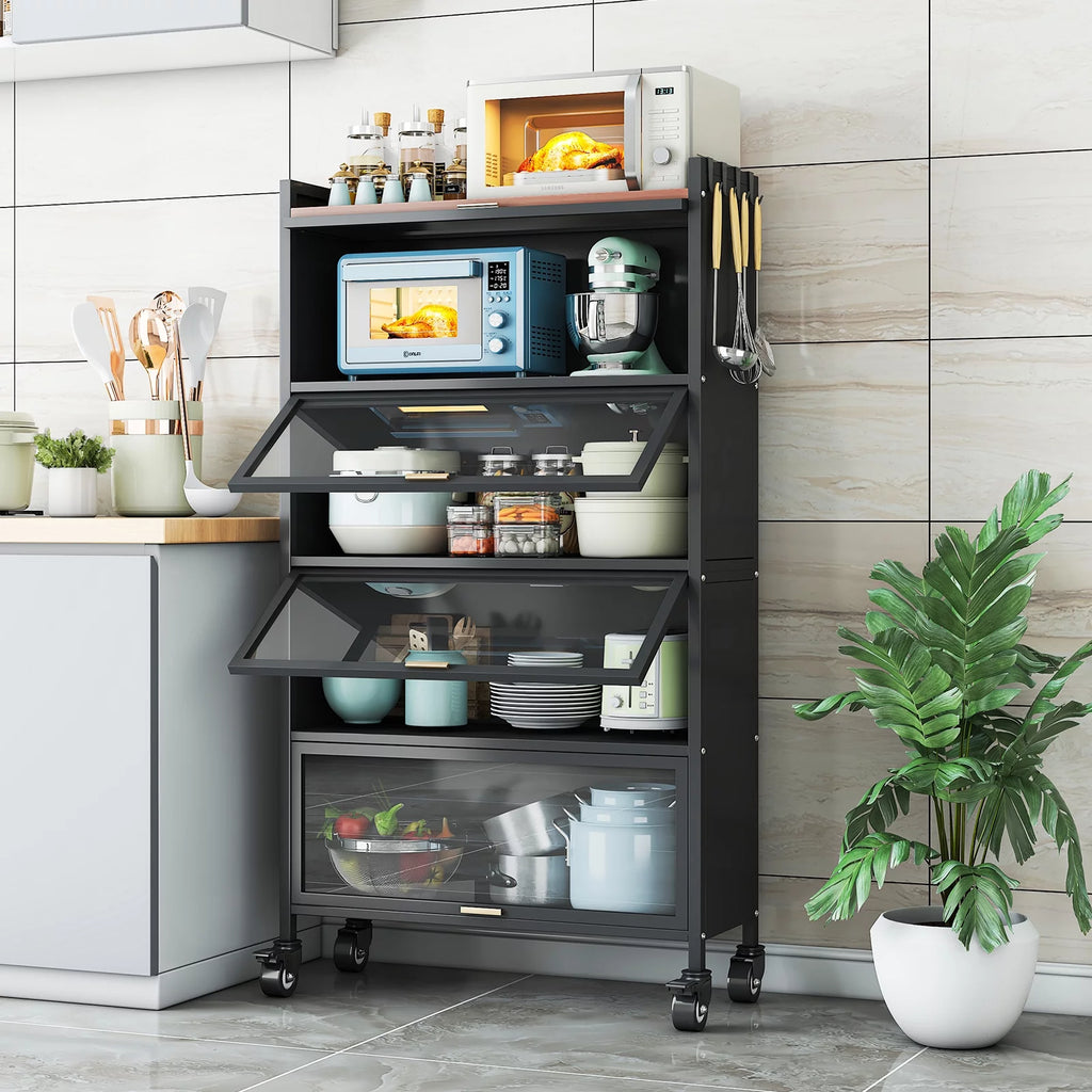 5 Tier Black Kitchen Baker's Rack with Wheels Z6931