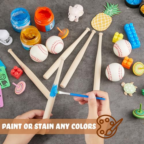 24 Pcs 8" Unfinished Wood Mini Baseball Bats 2" Foam Baseballs C99009