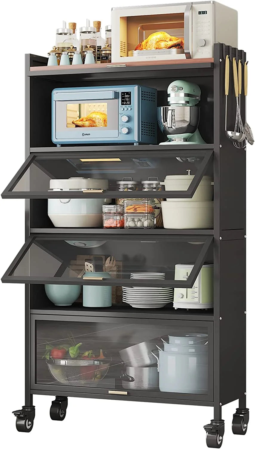 5 Tier Black Kitchen Baker's Rack with Wheels Z6931
