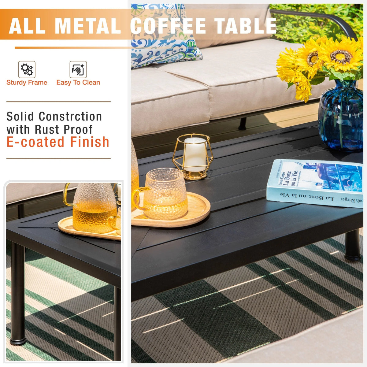 Beige Metal Patio Furniture Set Y902905