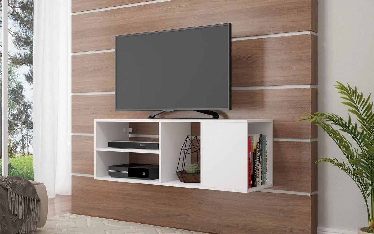 White 46" Floating TV Stand with 4 Shelves F559
