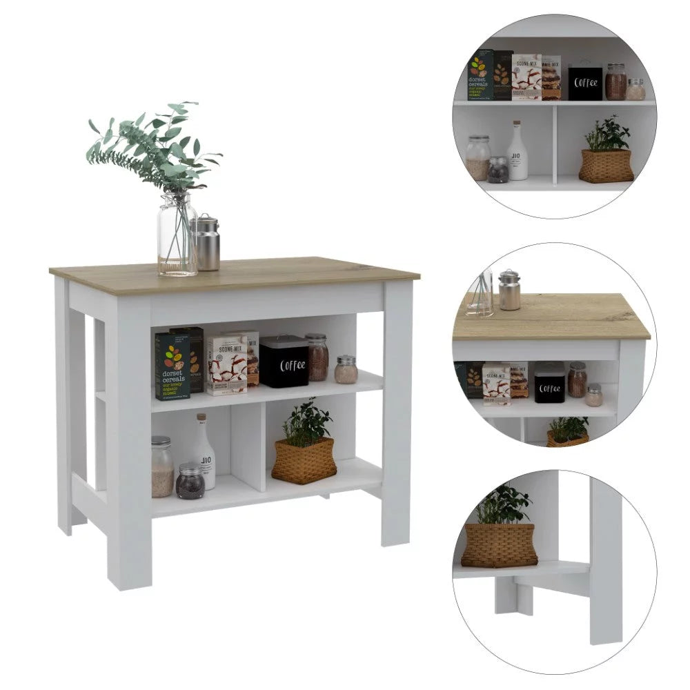 White Light Oak Manufactured Wood Kitchen Island V2226