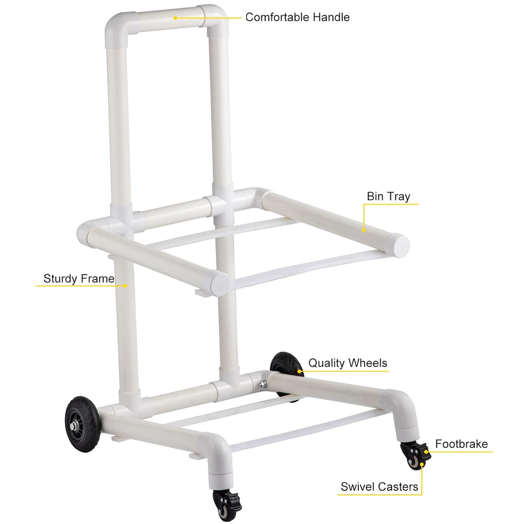 White 4 Wheels PVC Plastic Recycling Cart D906