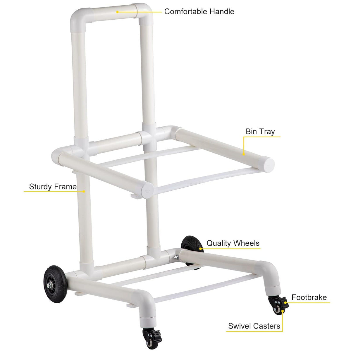 White 4 Wheels PVC Plastic Recycling Cart D906