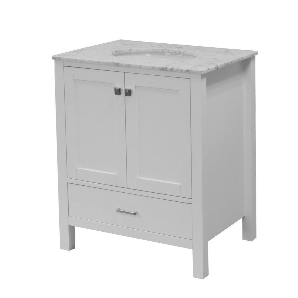 Royal Blue 30-Inch Bathroom Vanity with Marble Top A408737