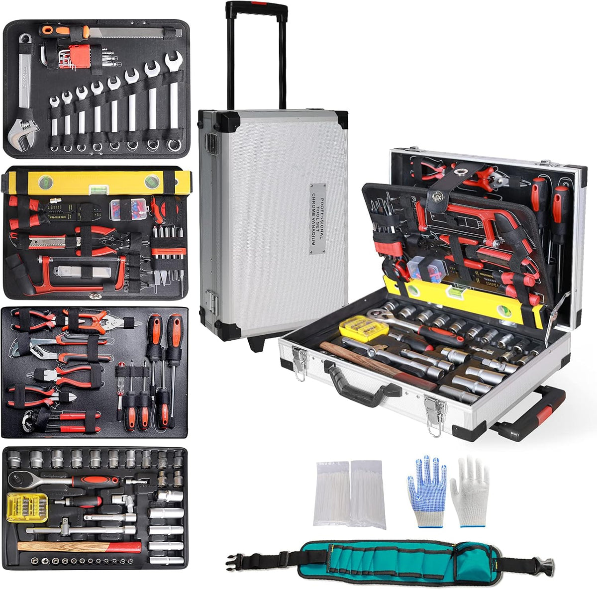 799pcs Aluminum Trolley Case Tool Set Silver Q968