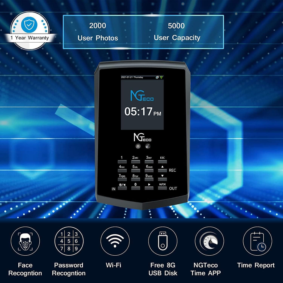 Face Recognition Time Clock U23006