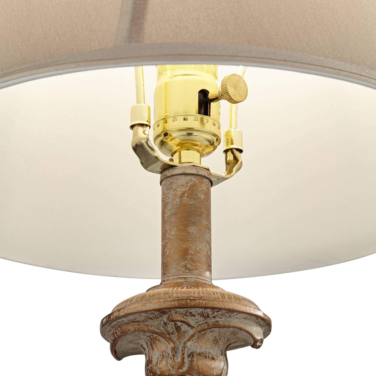 Set of 2 White Washed Table Lamps with Dimmers S11944