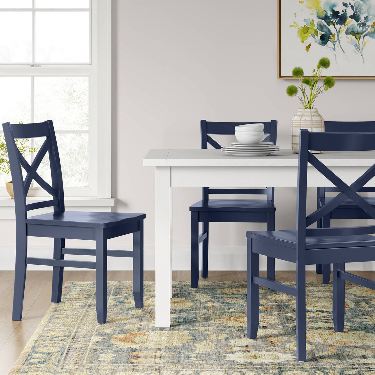 Set of 2 Dark Blue Dining Chair P4730