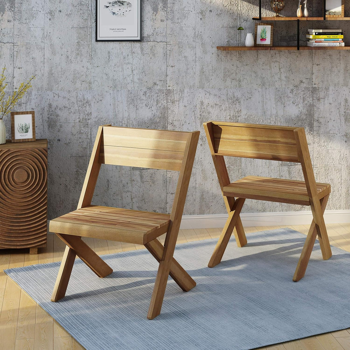 Acacia Wood Chairs Set of 2 F883227