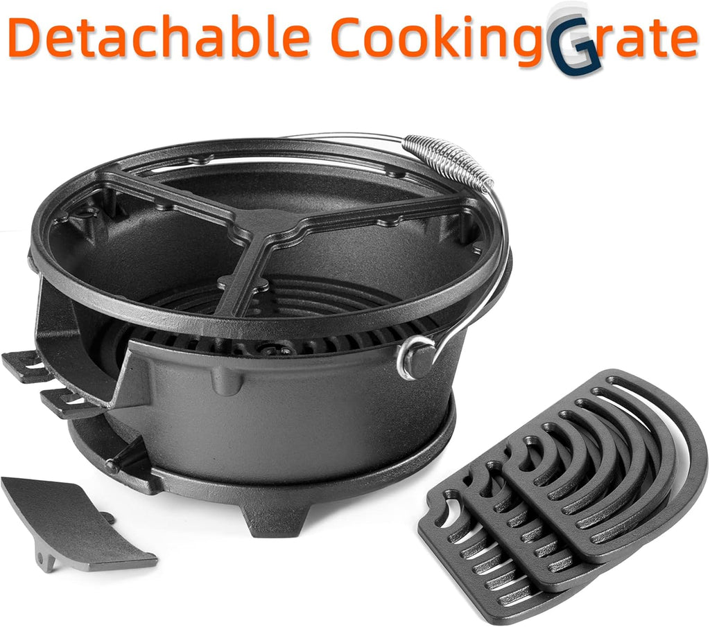 Pre-Seasoned Cast Iron Portable Charcoal Grill S70043
