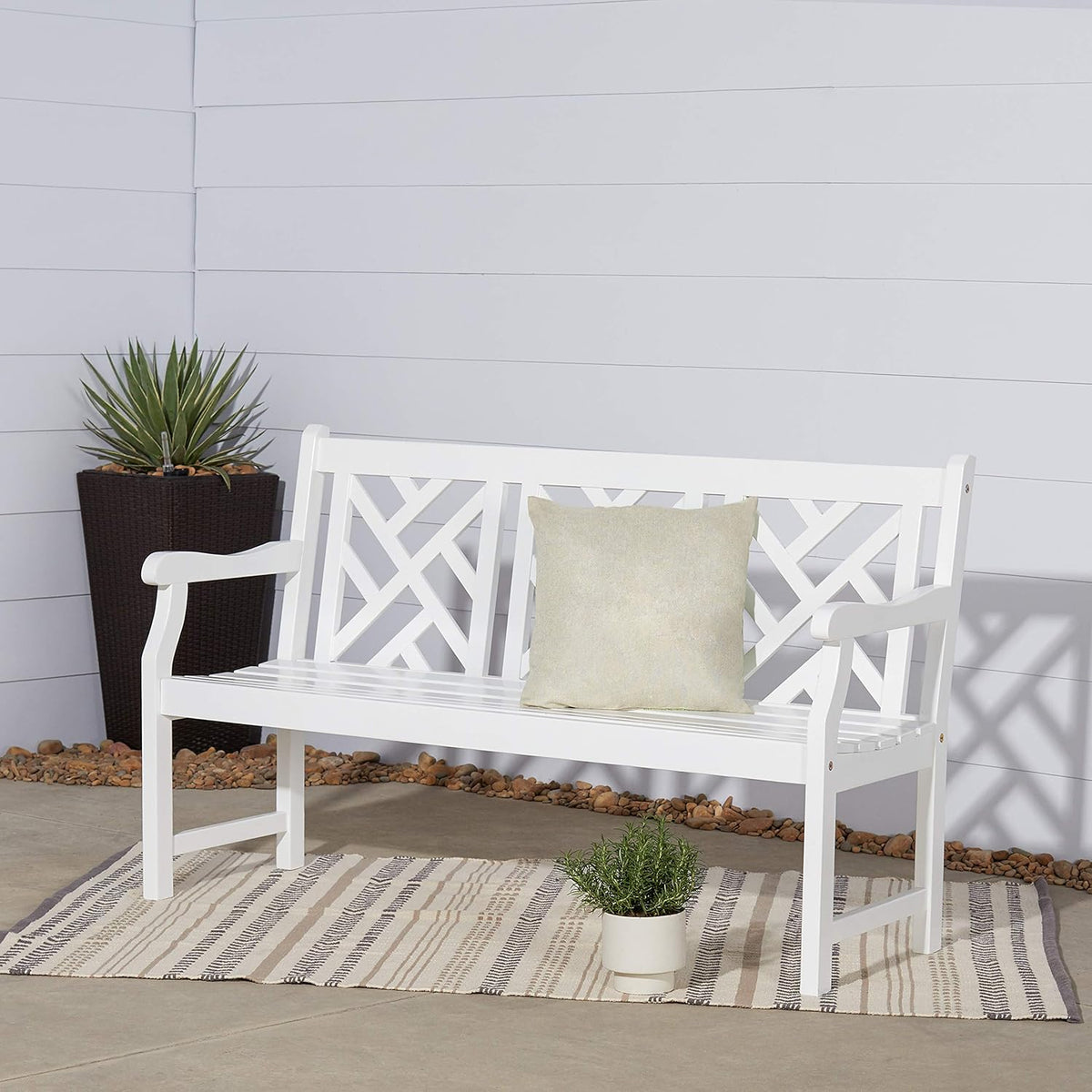 White Acacia Wooden Bench A22079