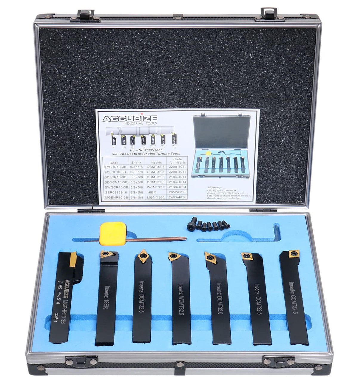 5/8'' Shank 7 Pc Indexable Carbide Turning Tool Set I267