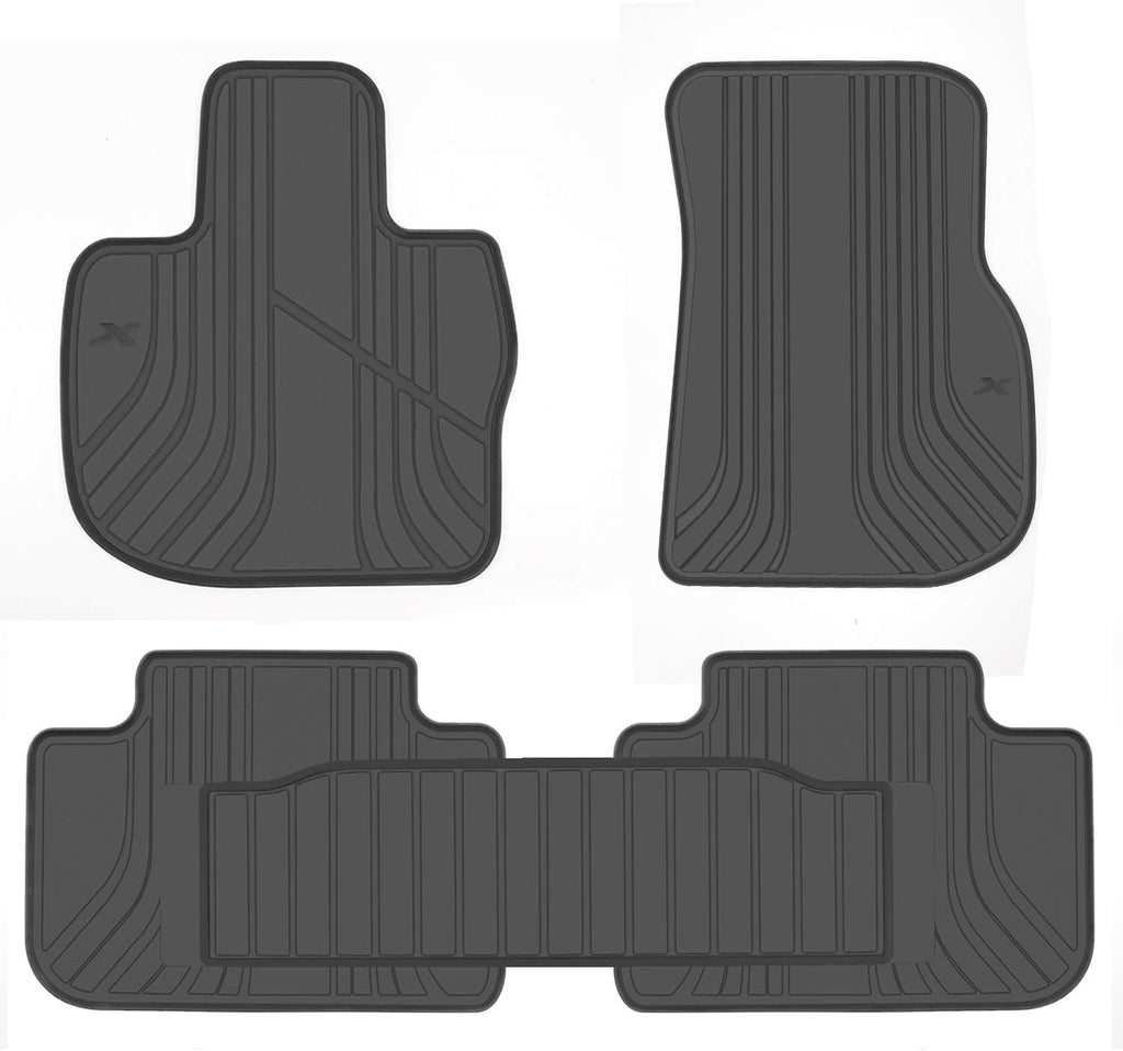 Black White Rubber Car Floor Mat Set S687061