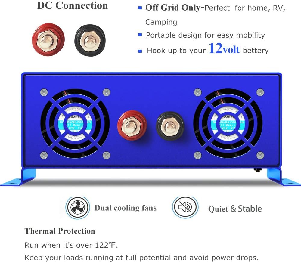 1500W Pure Sine Wave Power Inverter 12V DC to 110V 120V AC E618491
