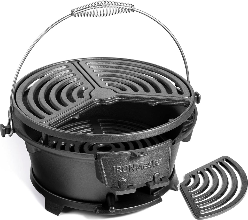Pre-Seasoned Cast Iron Portable Charcoal Grill S70043