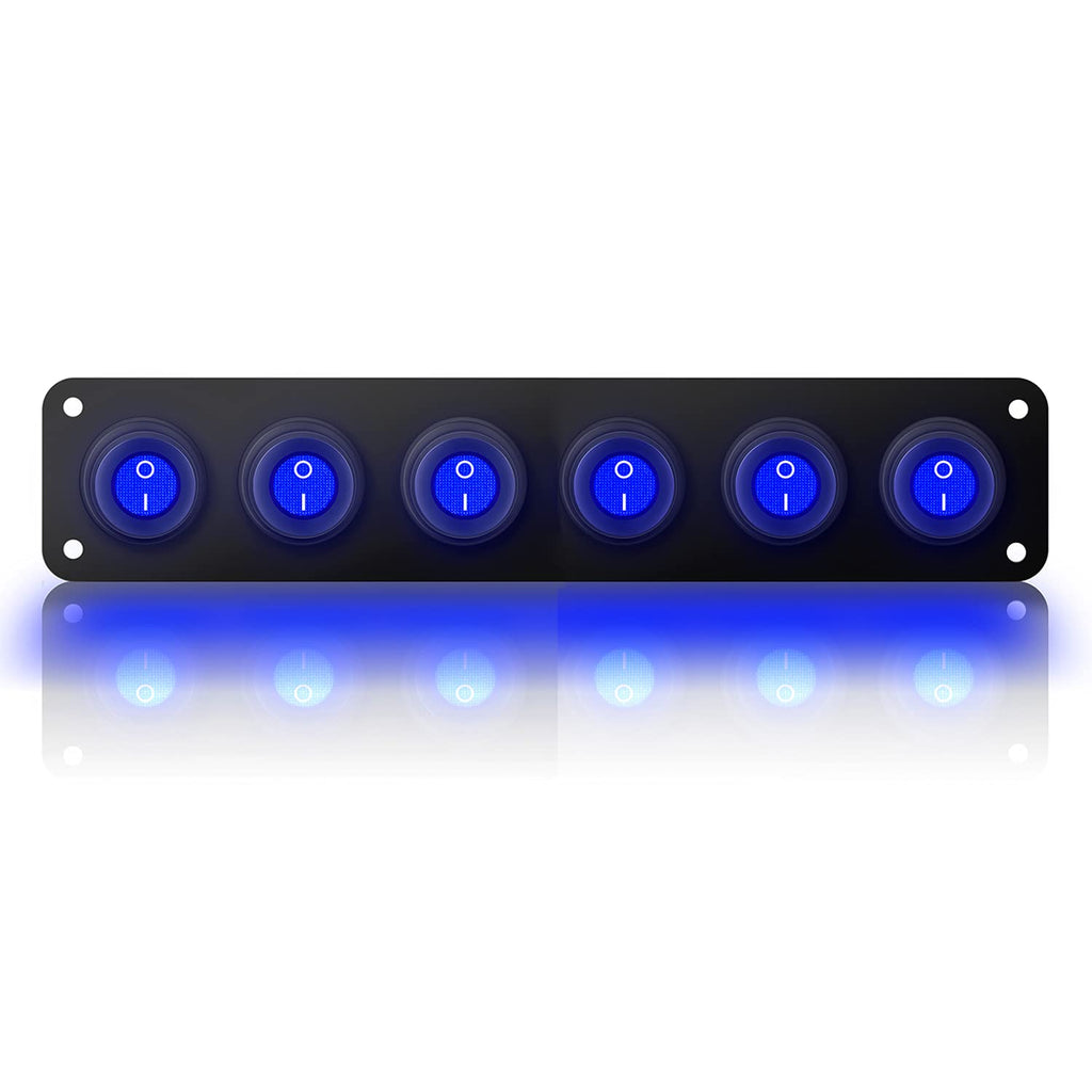 12V 20 Amp 6 Gang Toggle Rocker Switch Panel LED Waterproof I1897