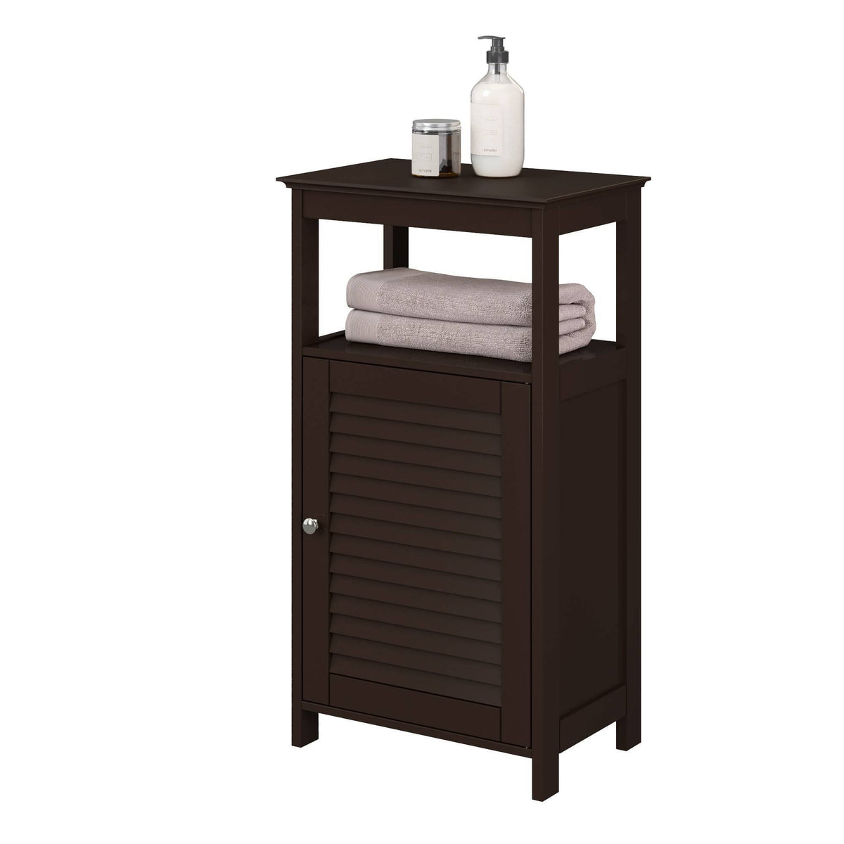 Free Standing Cabinet with Shutter Door Espresso Brown R971718