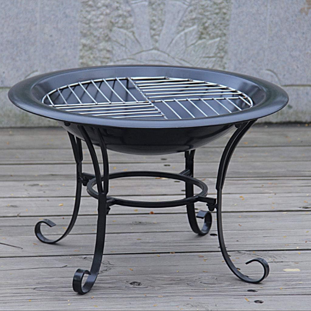 Outdoor Wood Burning Steel Fire Pit with Spark Screen Z136