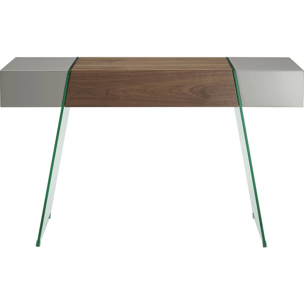 Walnut Veneer Gray Lacquer Console Table K121