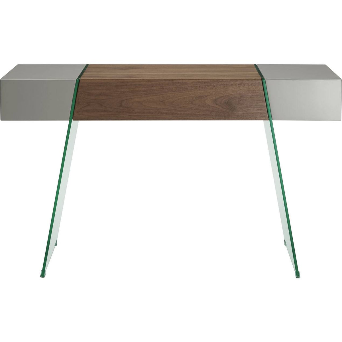 Walnut Veneer Gray Lacquer Console Table K121