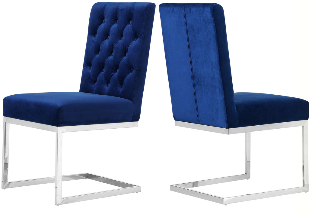 Navy Velvet Dining Chair Set of 2 Z64460