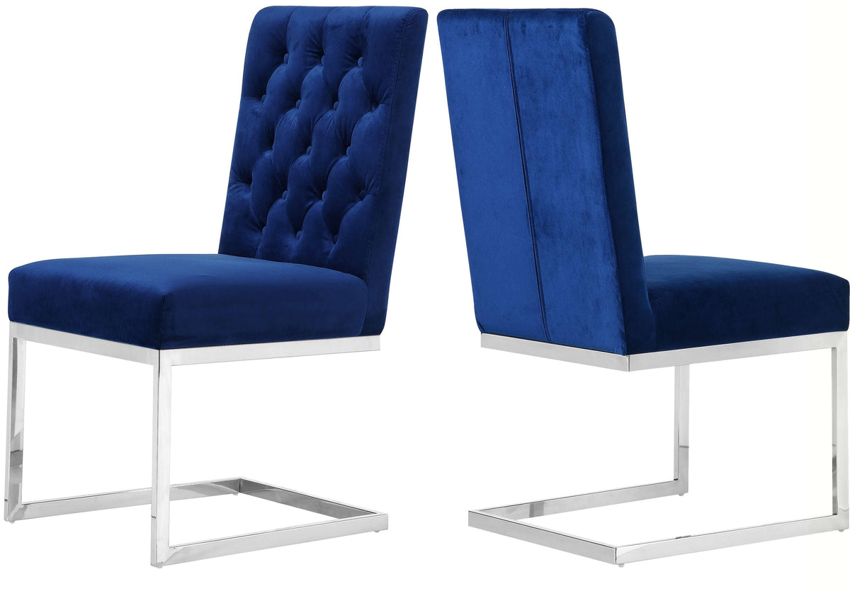 Navy Velvet Dining Chair Set of 2 Z64460