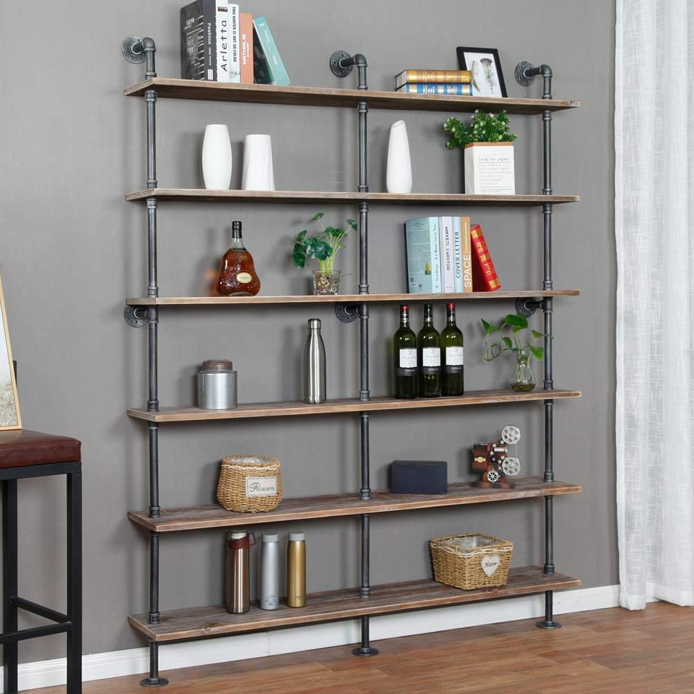 White 6-Tiers Wood Ladder Shelf Bookcase P697