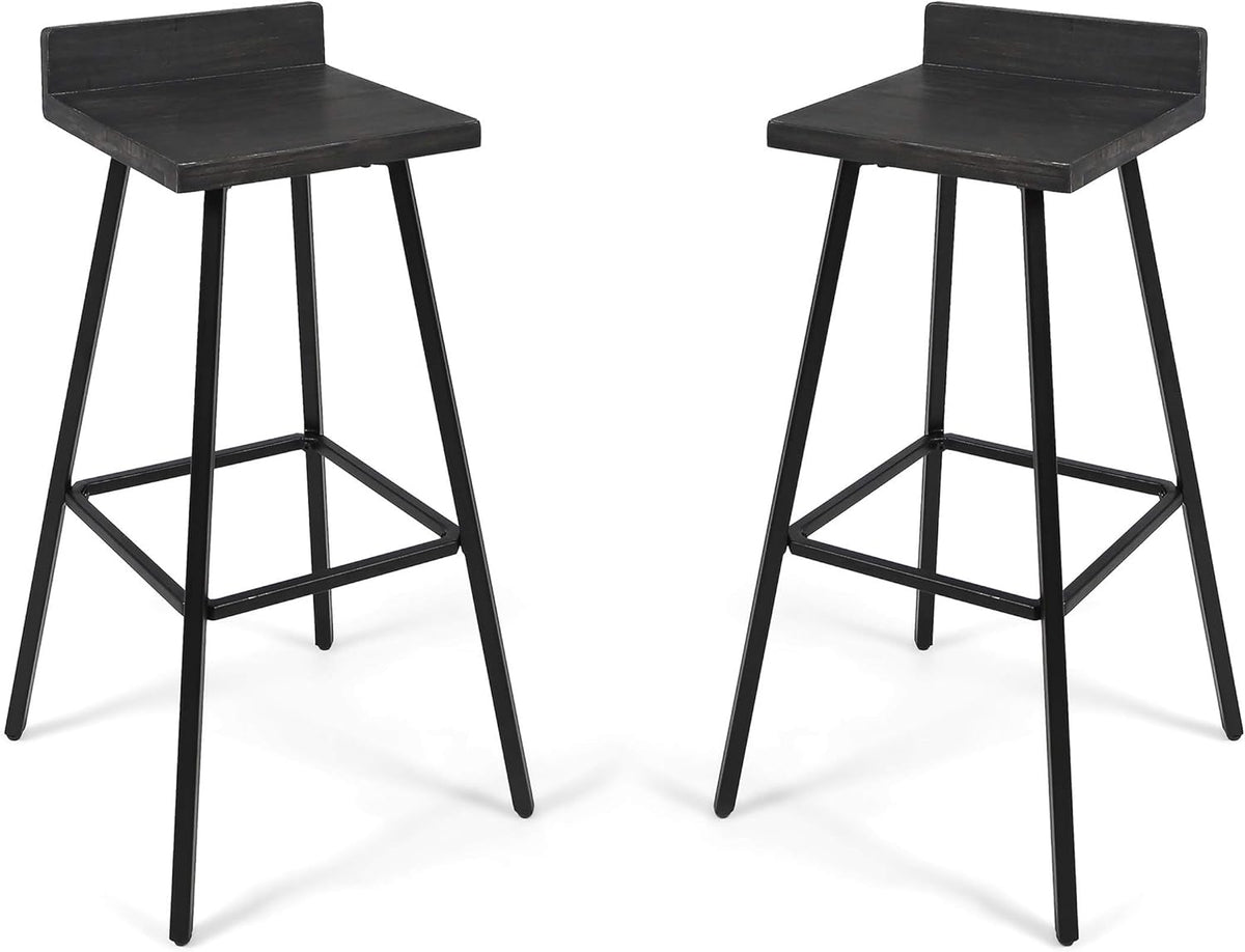 Dark Brown Acacia Wood Bar Stools Set of 2 S455
