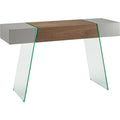 Walnut Veneer Gray Lacquer Console Table K121