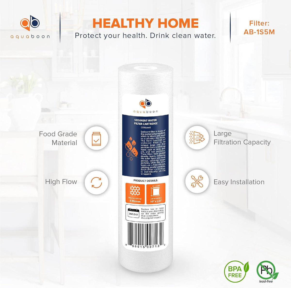 5 Micron 10 Sediment Water Filter Replacement Cartridge J735159