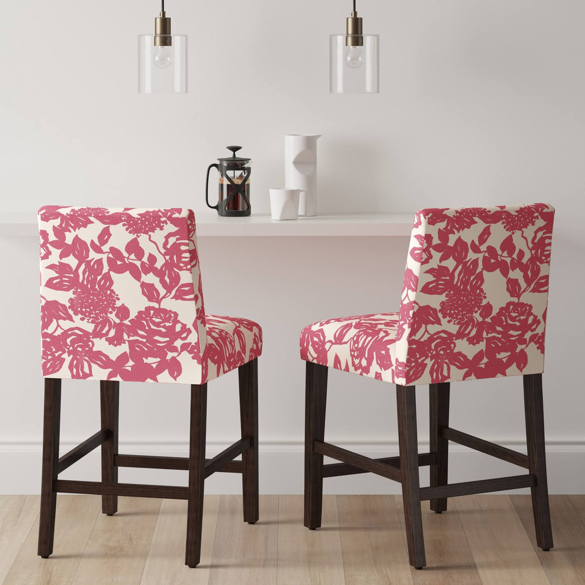 Abstract Raspberry Rose Counter Height Barstool O316