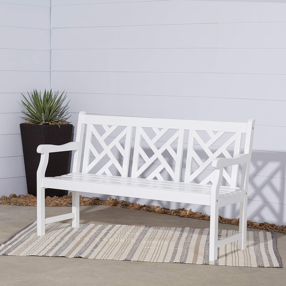 White Acacia Wooden Bench A22079
