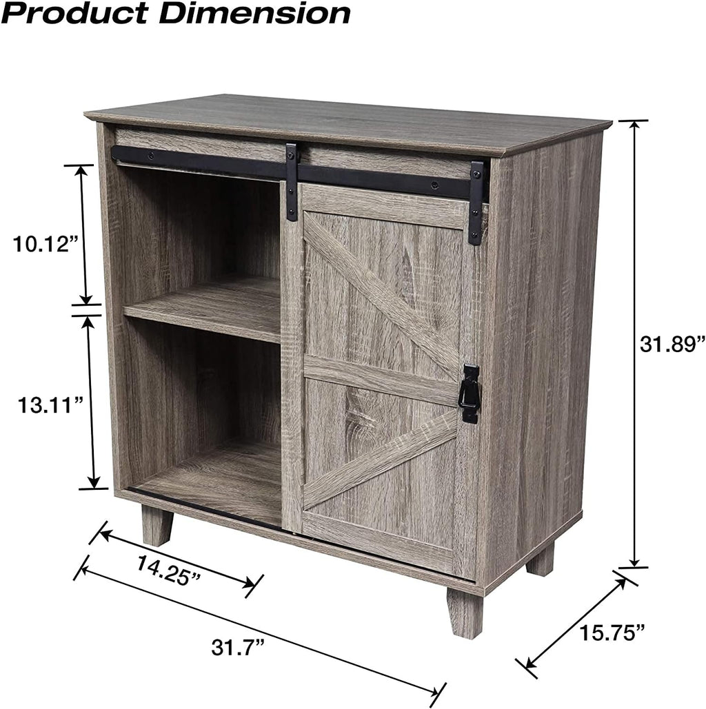 2-Tier Sliding Barn Door Sideboard Cabinet O114
