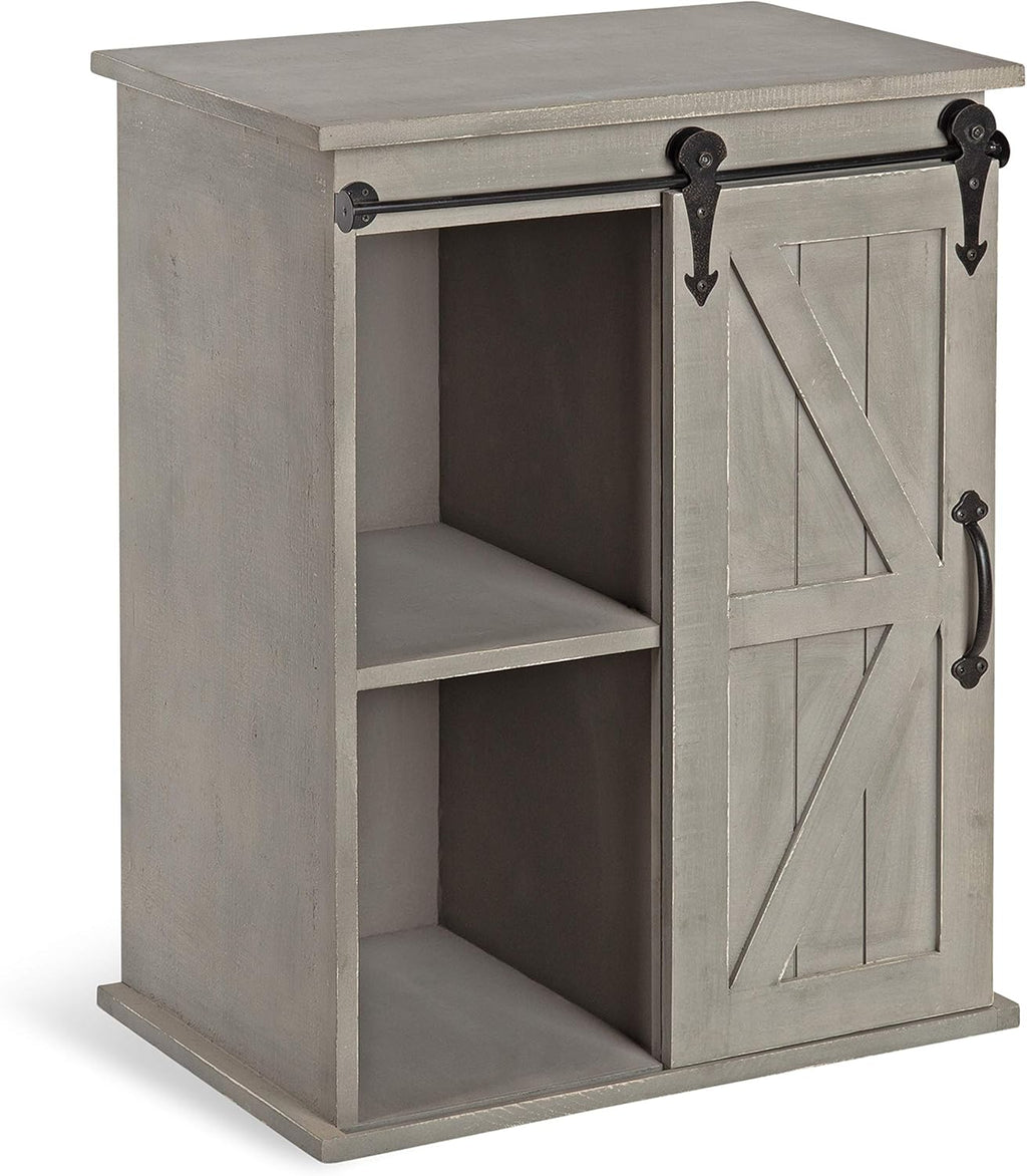 Wooden Freestanding Storage Cabinet Accent Table with Sliding Barn Door P349659