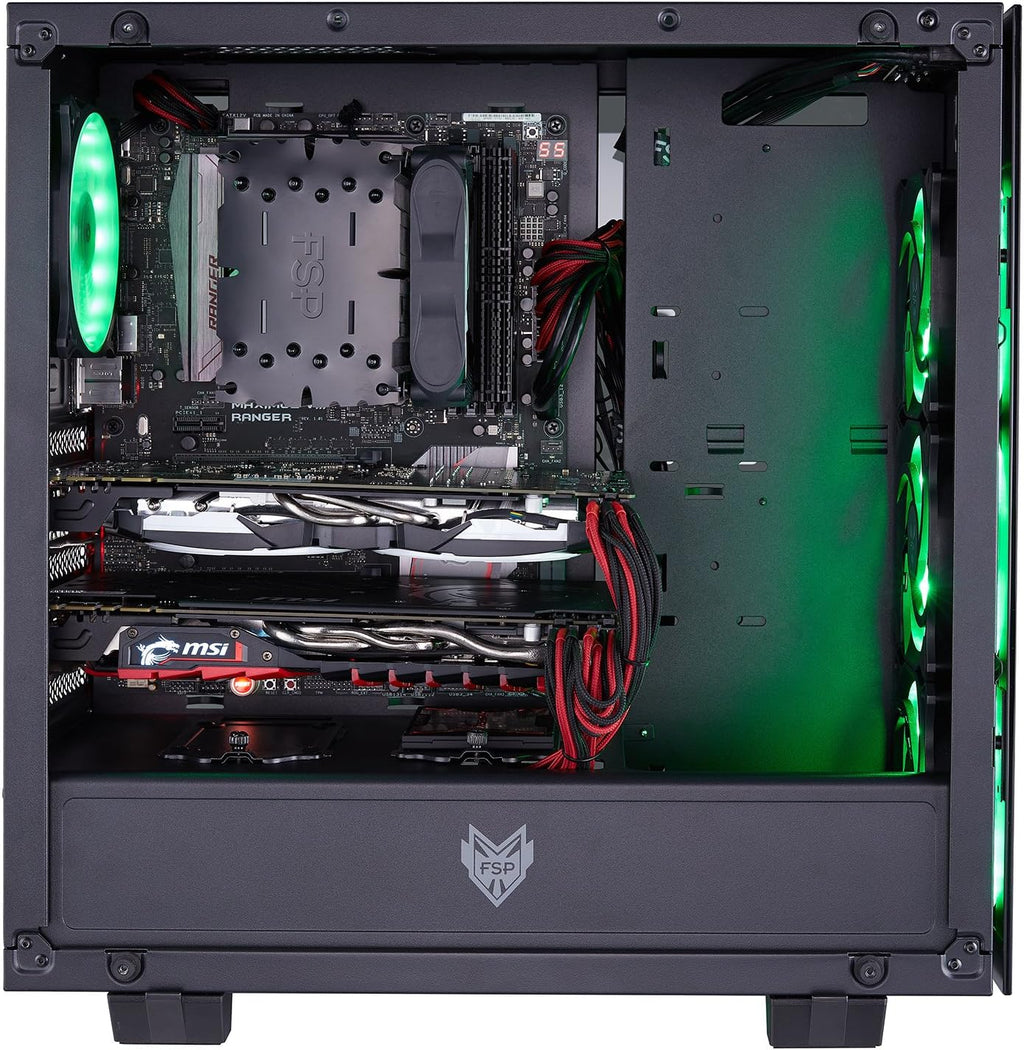 ATX Mid Tower PC Gaming Case with Tempered Glass Panels N707