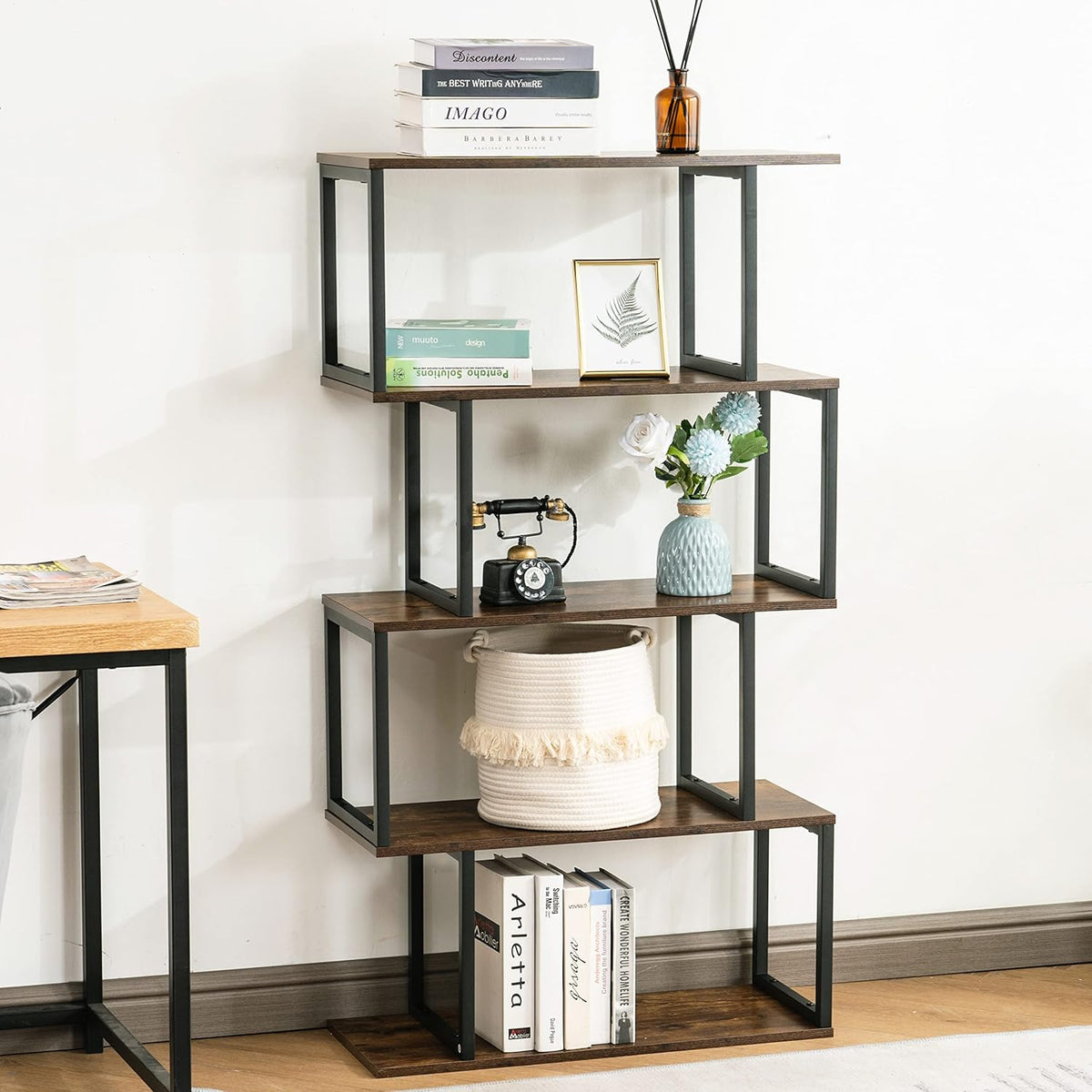 4-Tier S-Shaped Bookshelf E50124