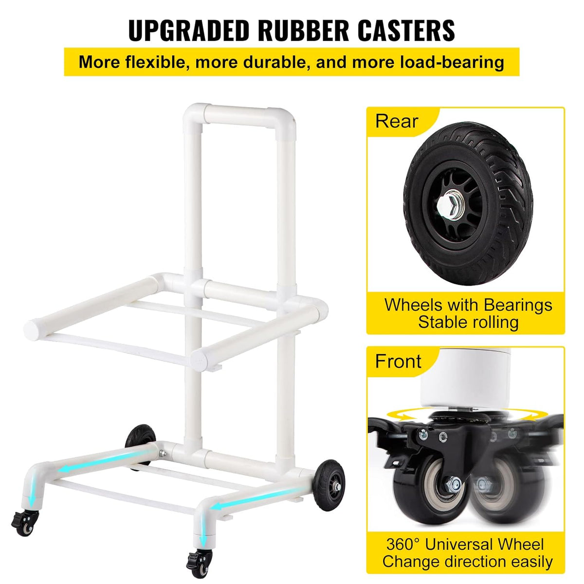 White 4 Wheels PVC Plastic Recycling Cart D906