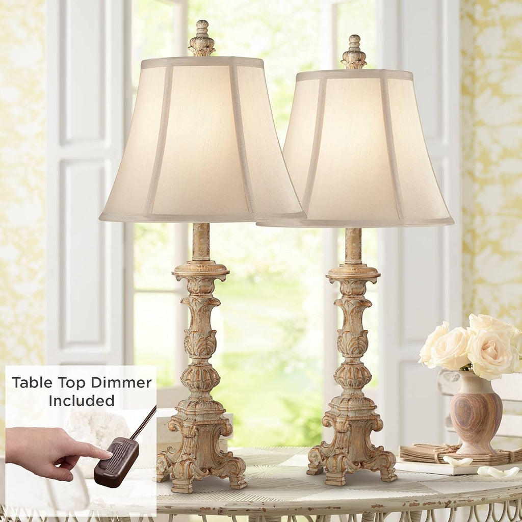 Set of 2 White Washed Table Lamps with Dimmers S11944