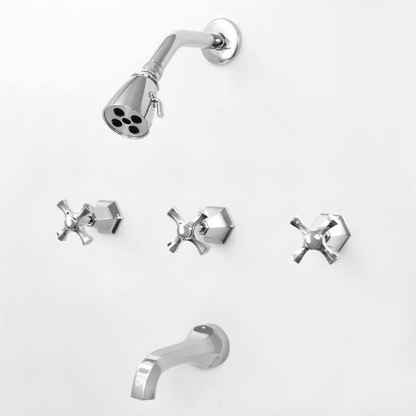 Three Valve Tub & Shower Set Antique Brass E222