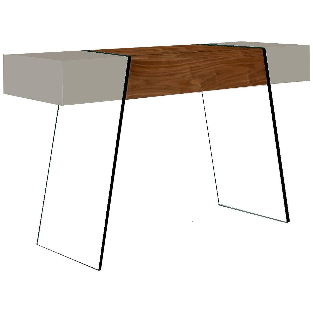 Walnut Veneer Gray Lacquer Console Table K121