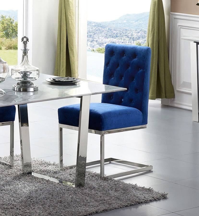 Navy Velvet Dining Chair Set of 2 Z64460